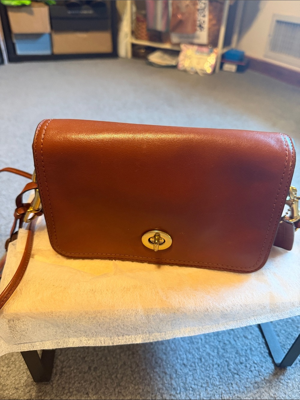 Elegant Brown Leather Coach vintage Crossbody Bag 19914 - Picture 9 of 10